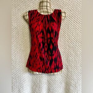 Calvin Klein Vibrant Red and Black Patterned Blouse